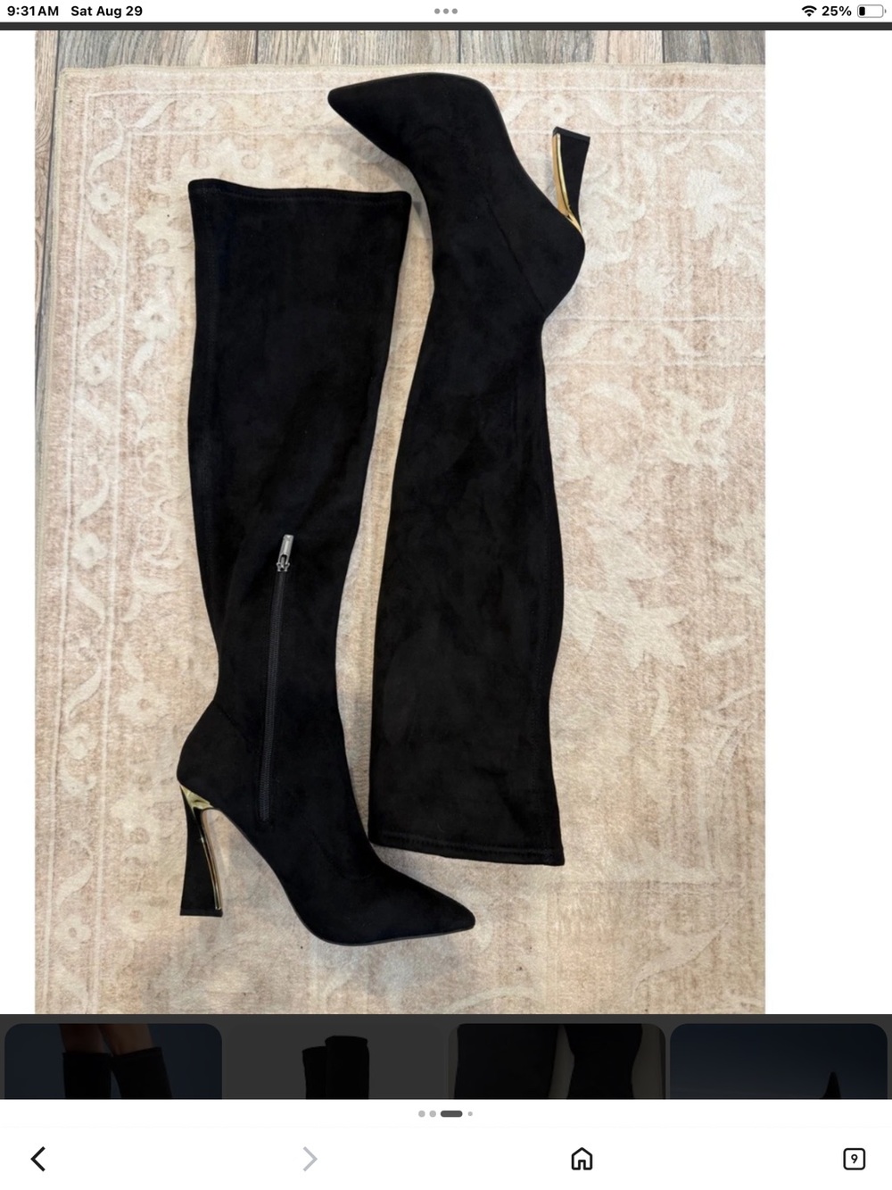 JLO Jennifer Lopez Black Over ThKnee Suede Stiletto Boots - Classic Women's Fash